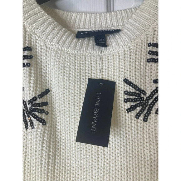 Lane bryant sequin shoulder cream knit dolman sleeve sweater sz 22/24 - Picture 15 of 16